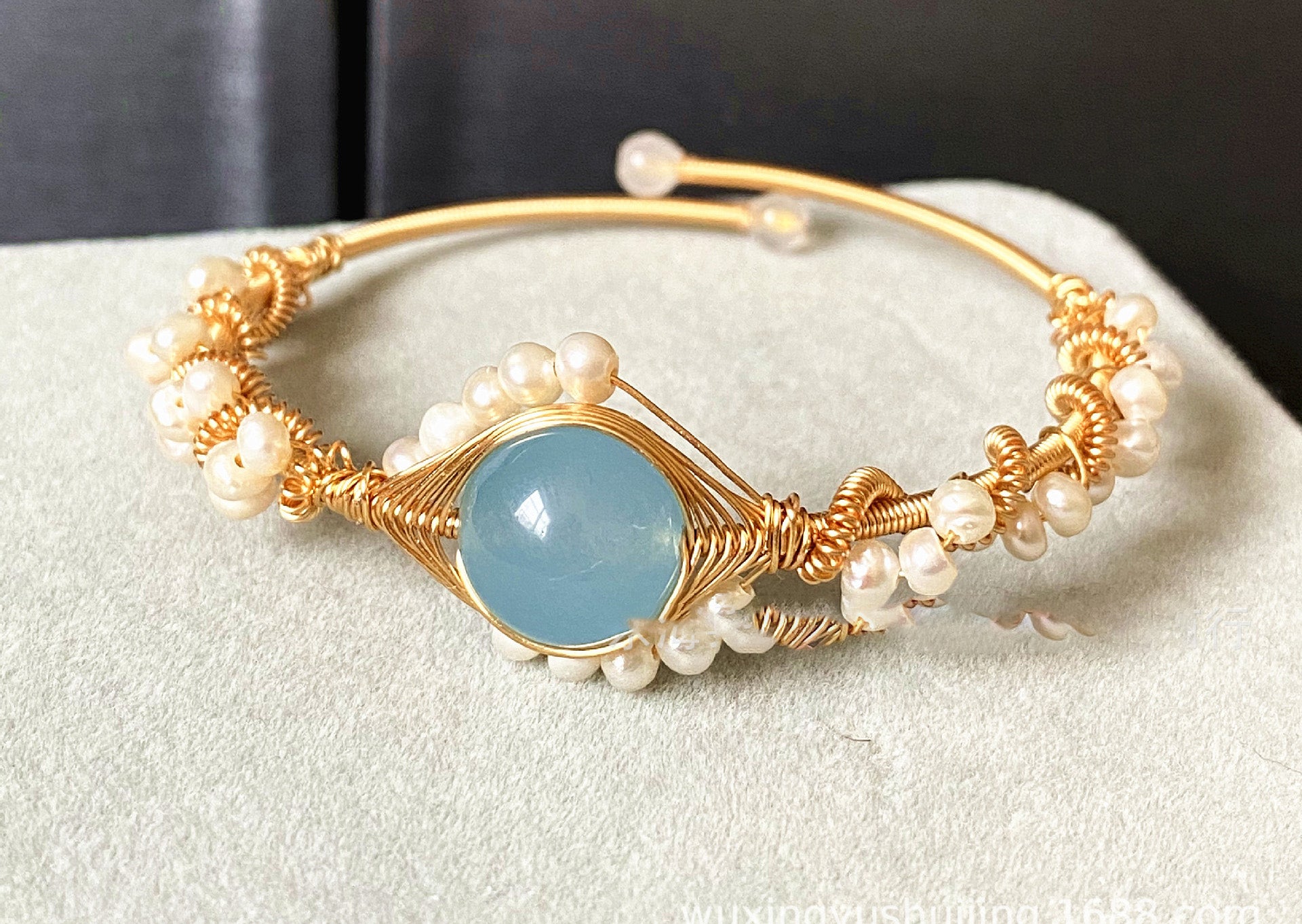 14K Gold Wrapped Sapphire Bracelet