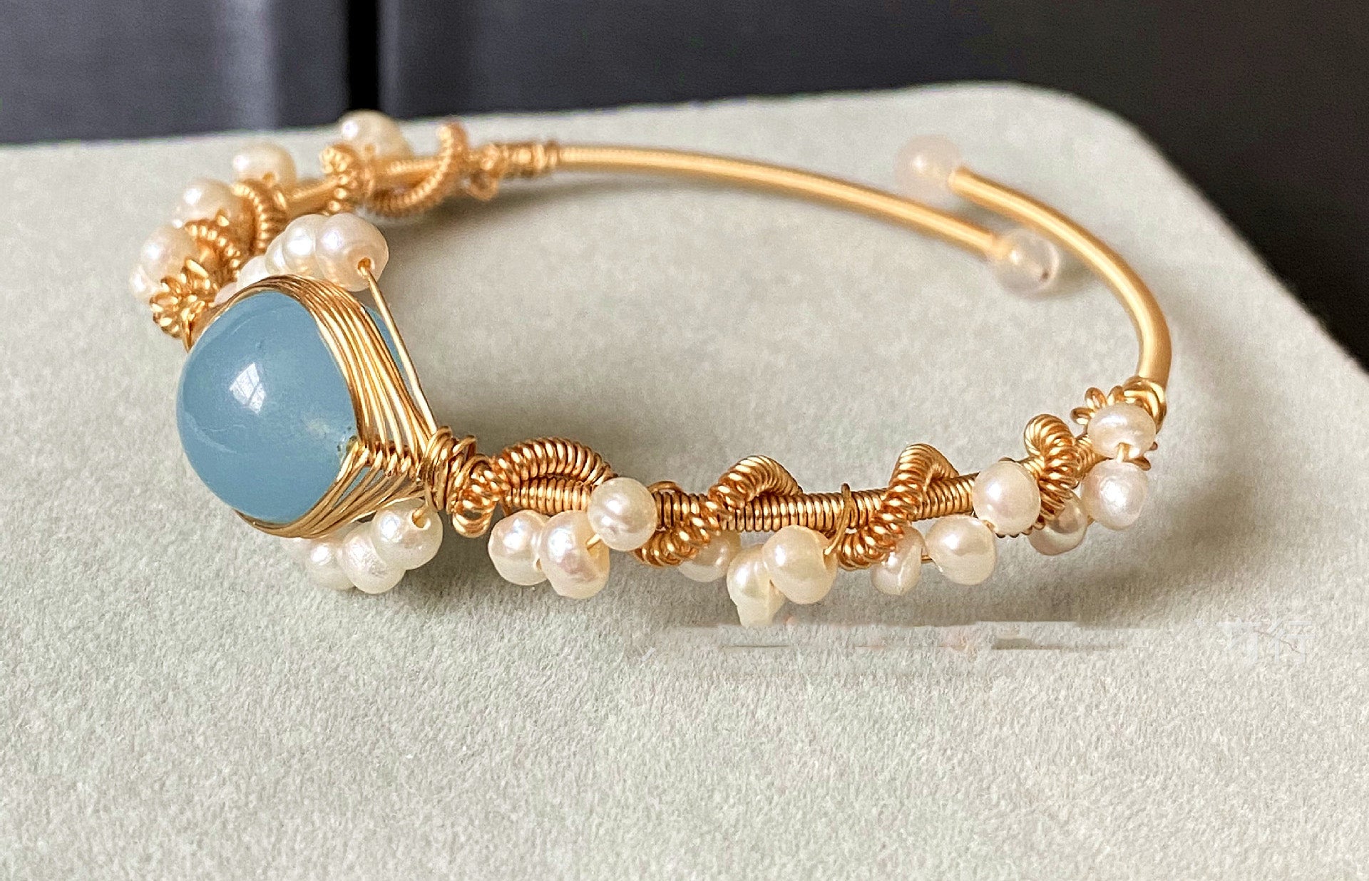 14K Gold Wrapped Sapphire Bracelet