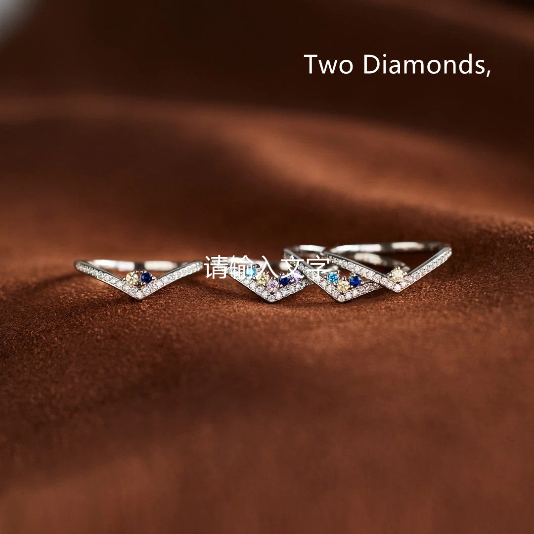 Birthstones Chevron Pave Ring