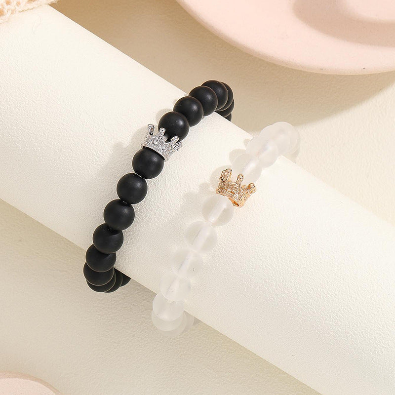 2pcs Crown Beaded Charms Bracelet
