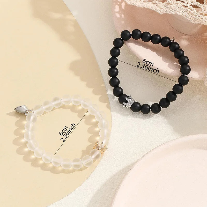 2pcs Crown Beaded Charms Bracelet
