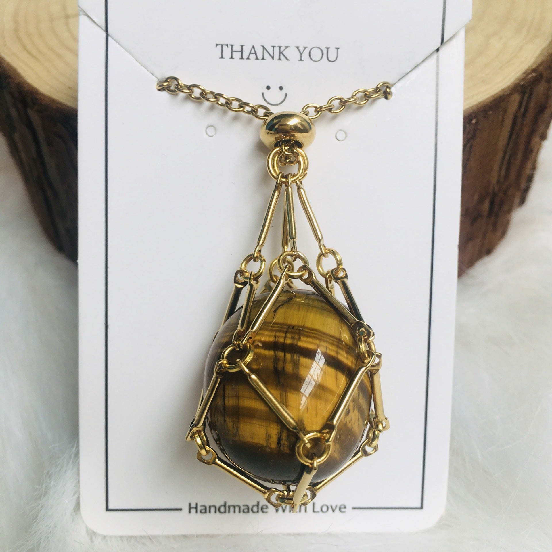 Mesh Bag Bamboo Necklace