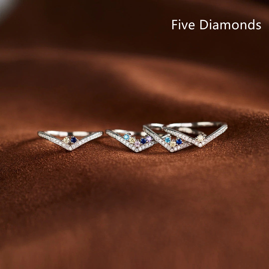Birthstones Chevron Pave Ring