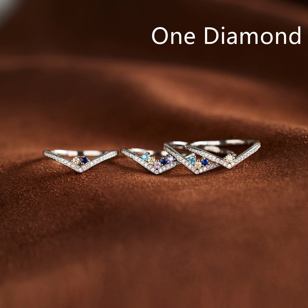 Birthstones Chevron Pave Ring