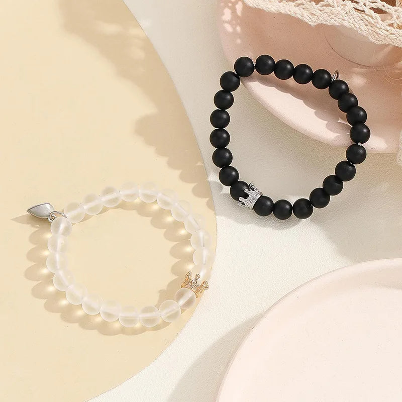 2pcs Crown Beaded Charms Bracelet