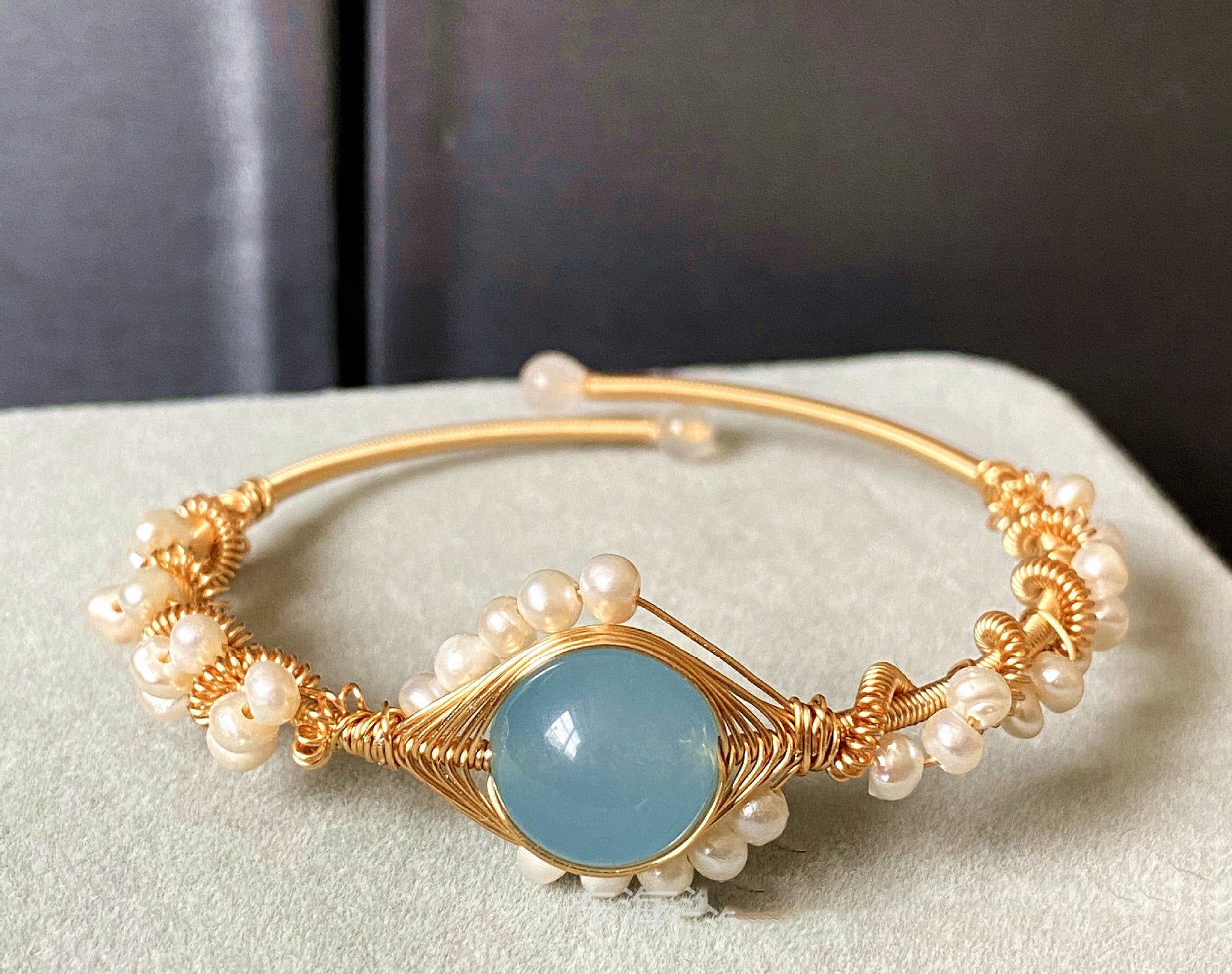 14K Gold Wrapped Sapphire  Bracelet