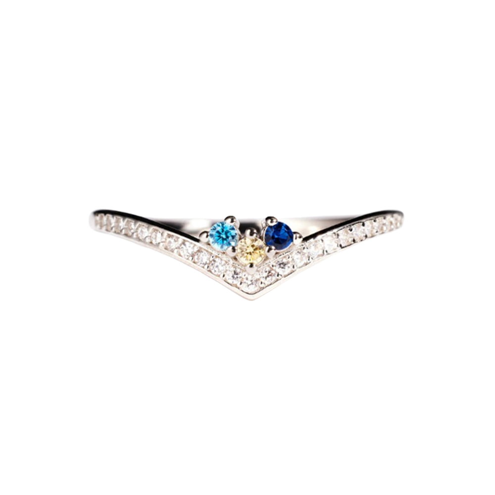 Birthstones Chevron Pave Ring