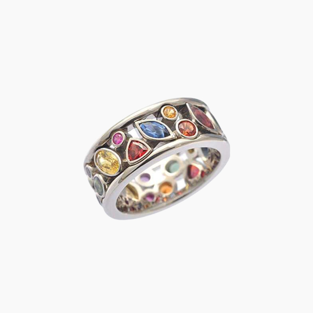 Hollow Out Geometric Stone Ring